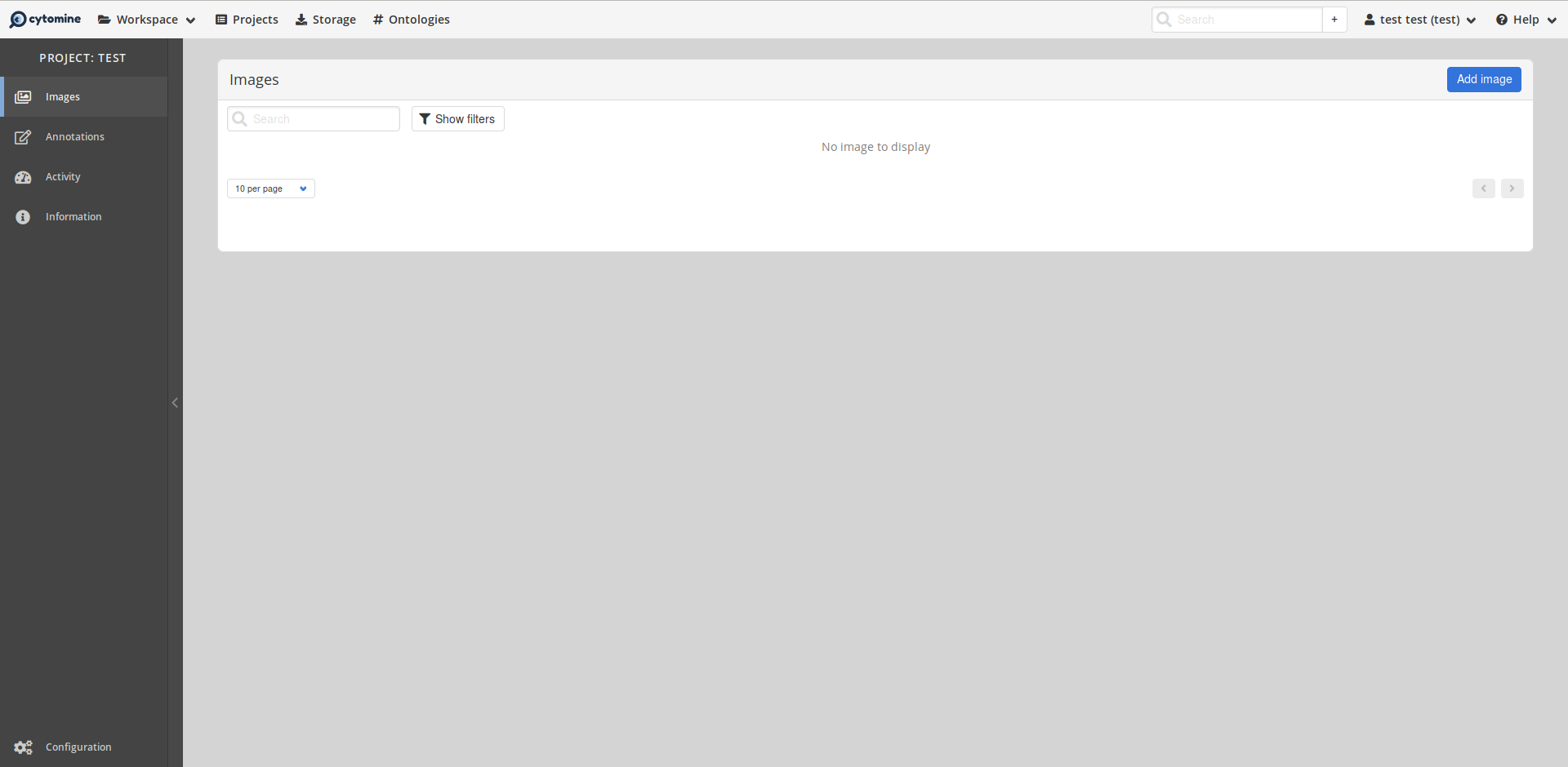 Image list with one image