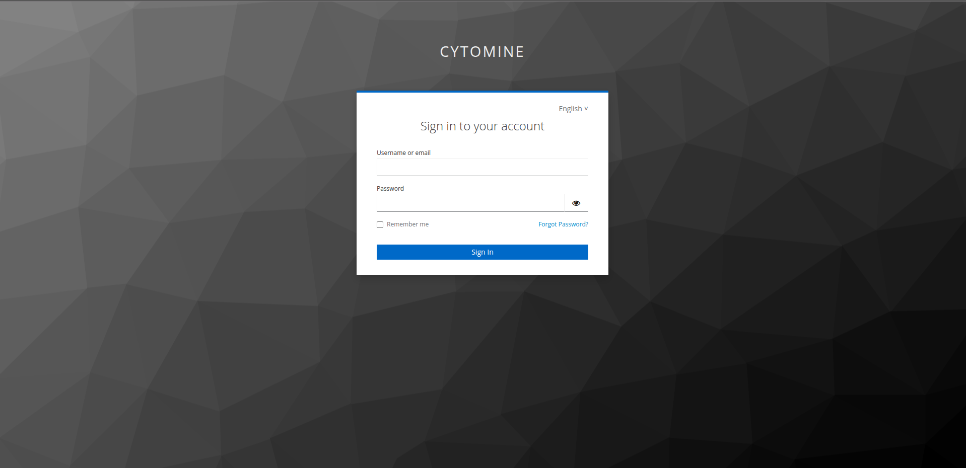 The login page