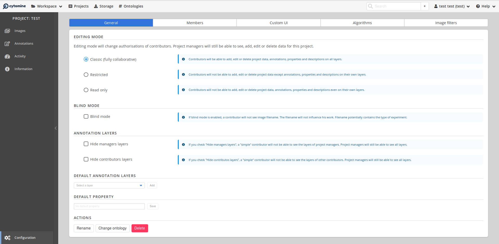 Project configuration